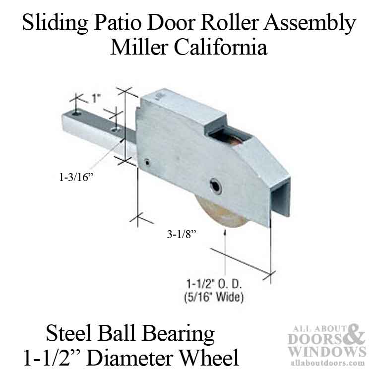 Sliding Door Roller - 1-1/2 Inch Steel - Ball Bearing - Concave | Patio Door Parts