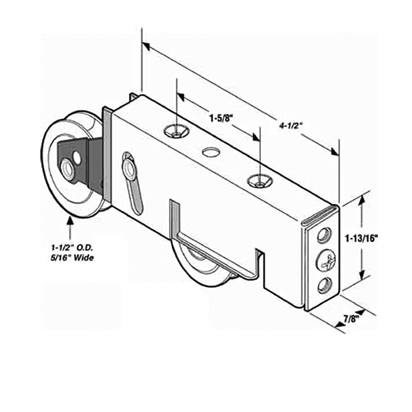 Tandem Sliding Door Roller - 1-1/2 Inch Steel - Concave | Patio Door Parts