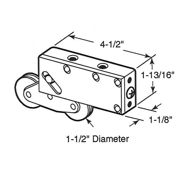 Tandem Sliding Door Roller - 1-1/2 Inch Steel - Concave | Patio Door Parts