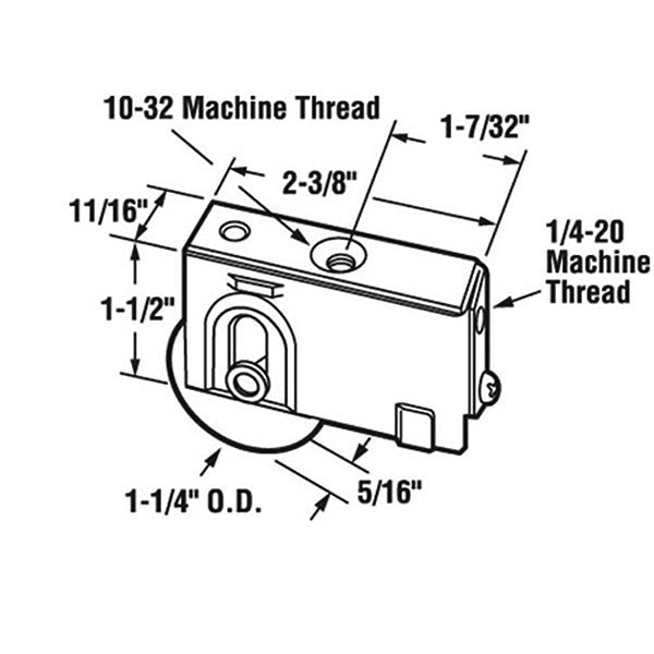 Sliding Door Roller - 1-1/4 Inch Steel - Concave | Patio Door Parts