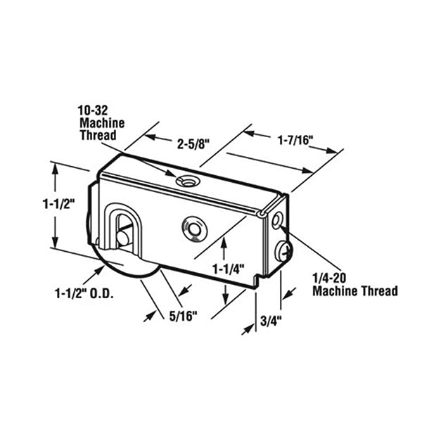 Sliding Door Roller - 1-1/2 Inch Steel - Concave | Patio Door Parts