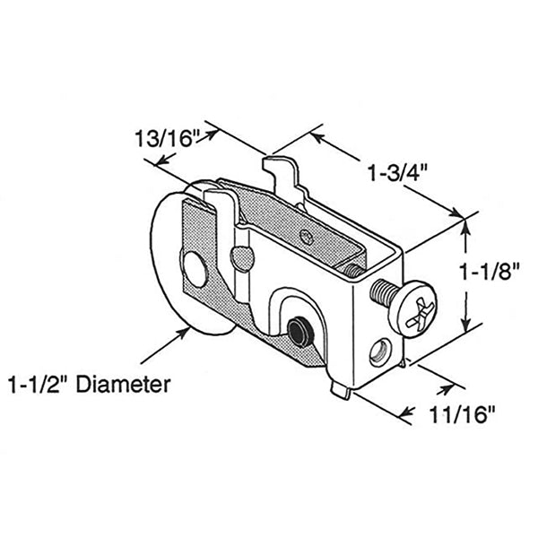 Sliding Door Roller - 1-1/2 Inch Steel - Concave | Patio Door Parts
