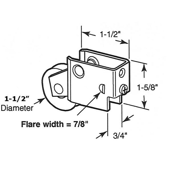 Sliding Door Roller - 1-1/2 Inch Steel - Concave | Patio Door Parts