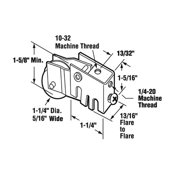 Sliding Door Roller - 1-1/2 Inch Steel - Concave | Patio Door Parts