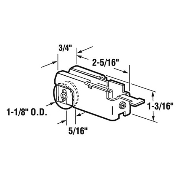 Sliding Door Roller - 1-1/8 Inch Steel - Concave | Patio Door Parts