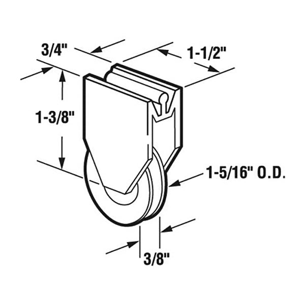 Sliding Door Roller - 1-5/16 Inch Nylon - Concave | Patio Door Parts