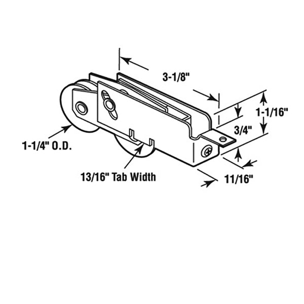 Tandem Sliding Door Roller - 1-1/4 Inch Steel - Concave | Patio Door Parts