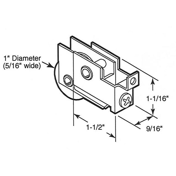 Sliding Door Roller - 1 Inch Steel - Concave | Patio Door Parts