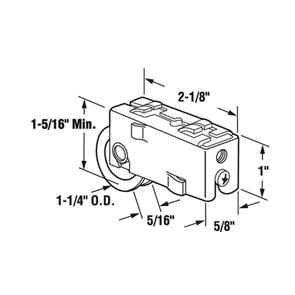 Sliding Door Roller - 1-1/4 Inch Nylon - Concave | Patio Door Parts