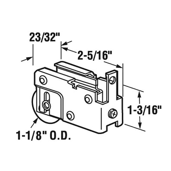 Sliding Door Roller - 1-1/8 Inch Steel - Concave | Patio Door Parts