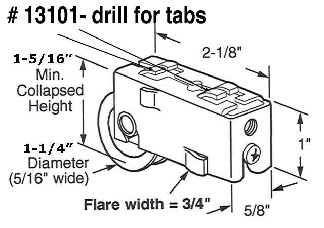 Sliding Door Roller - 1-1/4 Inch | Patio Door Parts