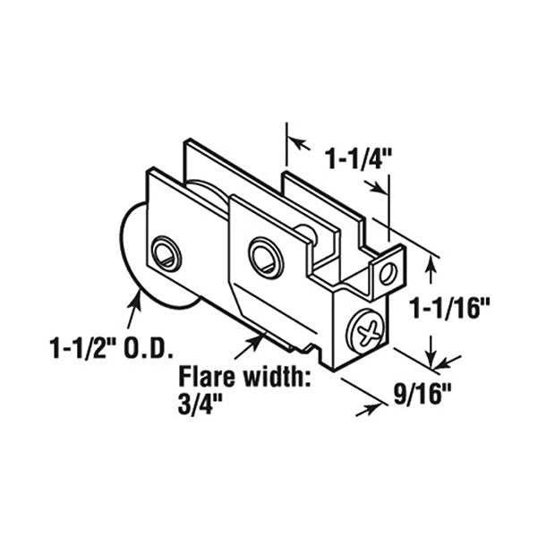 Sliding Door Roller - 1-1/2 Inch Steel - Concave | Patio Door Parts