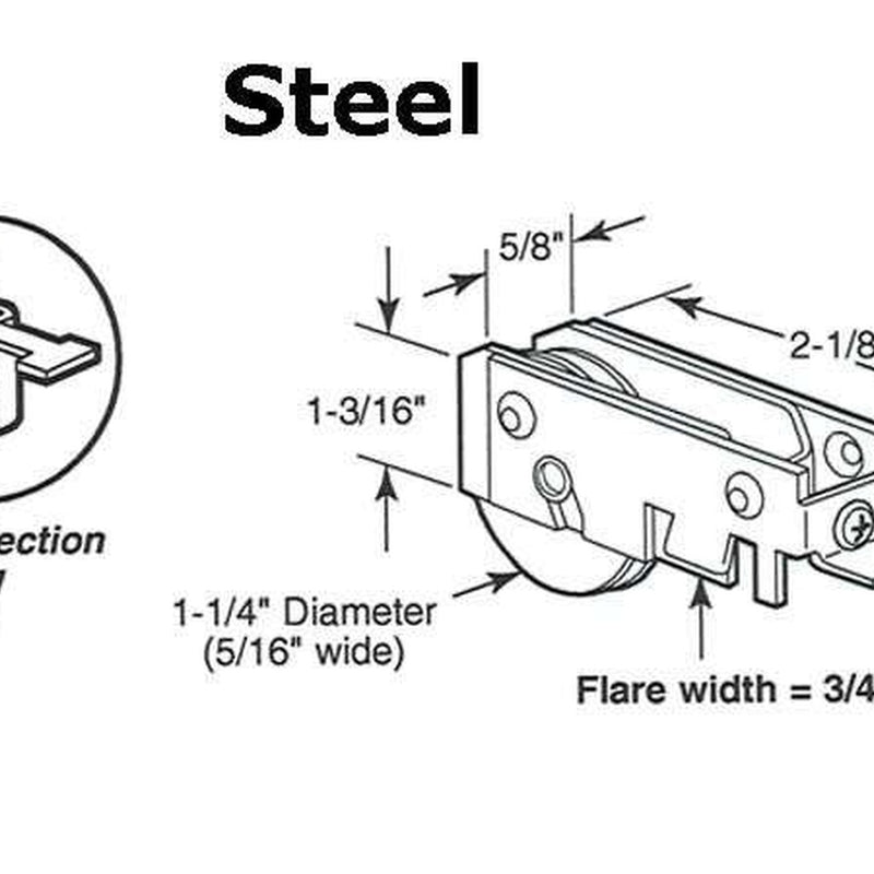 Sliding Door Roller - 1-1/4 Inch Steel - Concave | Patio Door Parts
