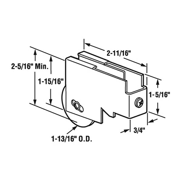 Sliding Door Roller - 1-13/16 Inch Steel - Concave | Patio Door Parts