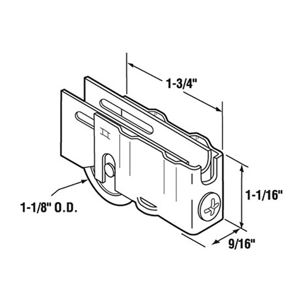 Sliding Door Roller - 1-1/8 Inch Steel - Concave | Patio Door Parts