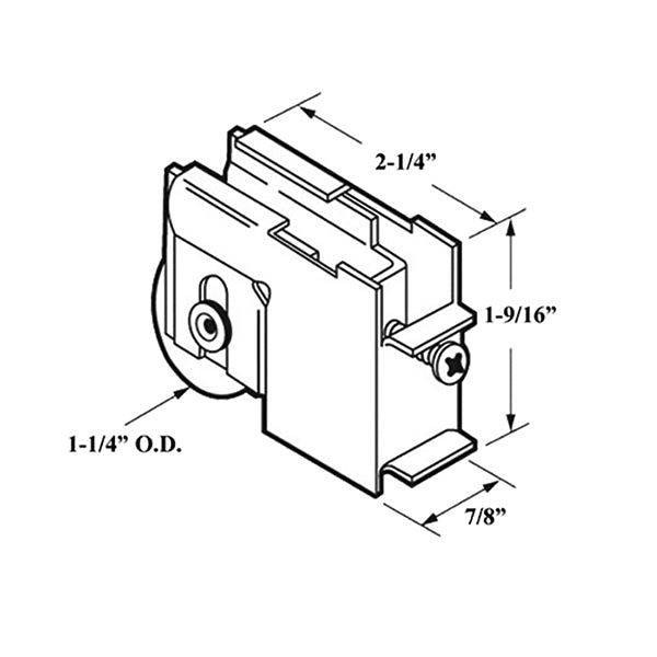Sliding Door Roller - 1-1/4 Inch Steel - Concave | Patio Door Parts