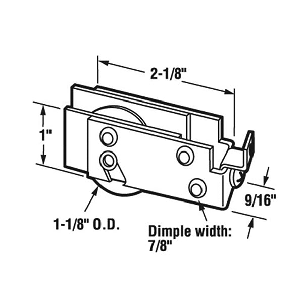 Sliding Door Roller - 1-1/8 Inch Steel - Concave | Patio Door Parts