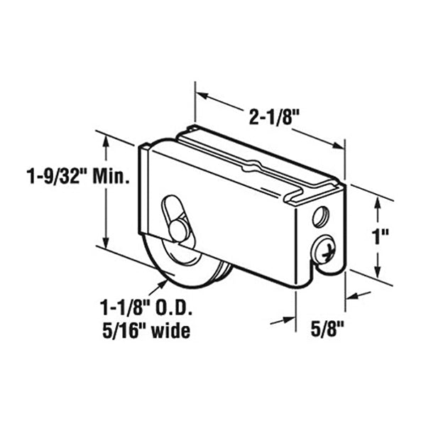 Sliding Door Roller - 1-1/8 Inch Steel - Concave | Patio Door Parts