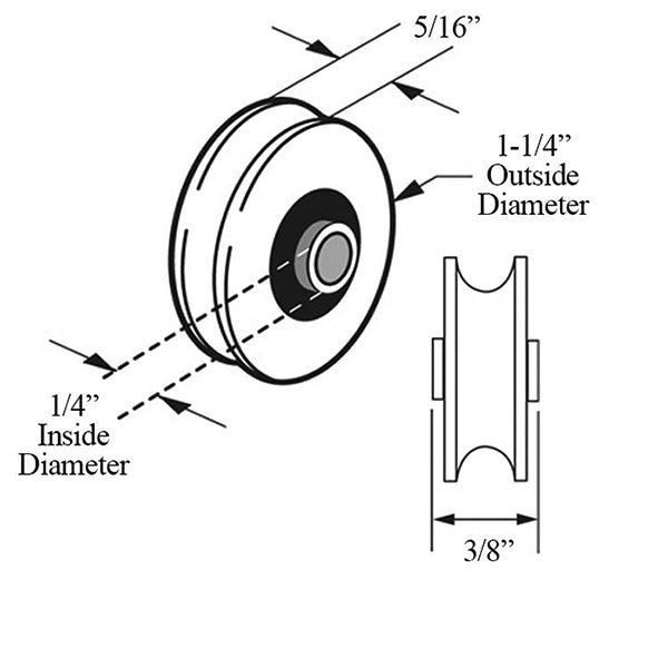 Sliding Door Wheel - 1-1/4 Inch Nylon - Concave | Patio Door Parts