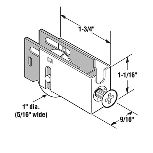 Sliding Door Roller - 1-inch Steel - Concave | Patio Door Parts
