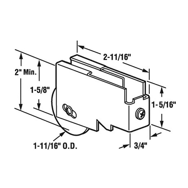 Sliding Door Roller - 1-11/16 Inch Nylon - Concave | Patio Door Parts