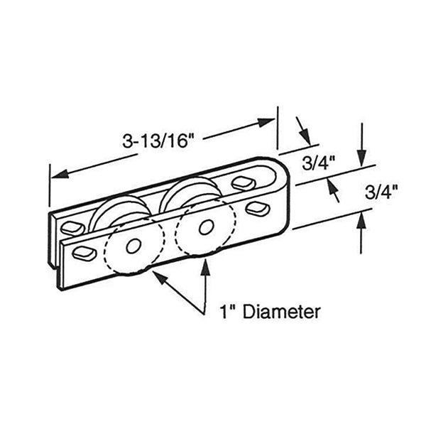 Tandem Sliding Door Roller - 1 Inch Nylon - Concave | Patio Door Parts