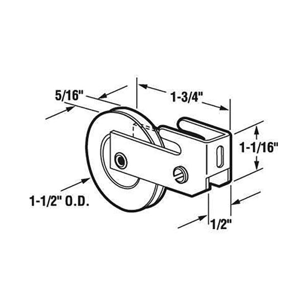 Sliding Door Roller - 1-1/2 Inch Steel - Concave | Patio Door Parts