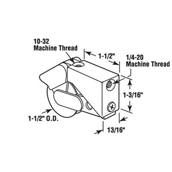 Sliding Door Roller - 1-1/2 Inch Steel - Concave | Patio Door Parts