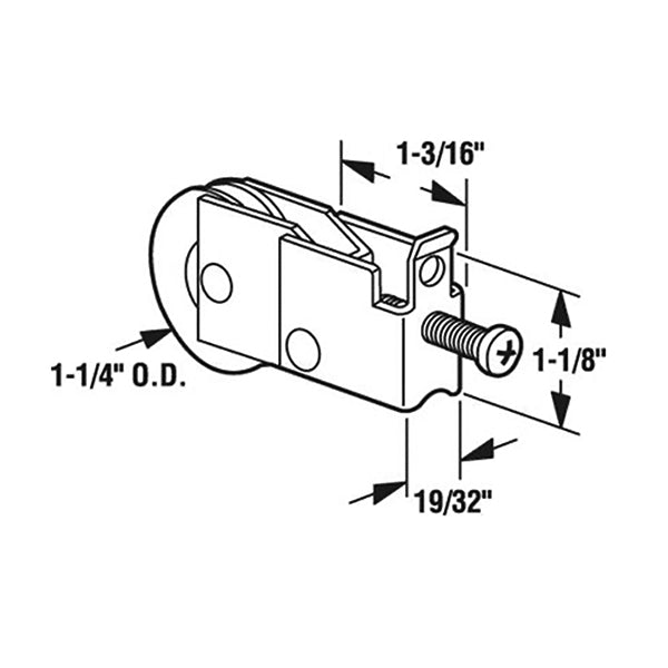 Sliding Door Roller - 1-1/4 Inch Nylon - Concave | Patio Door Parts