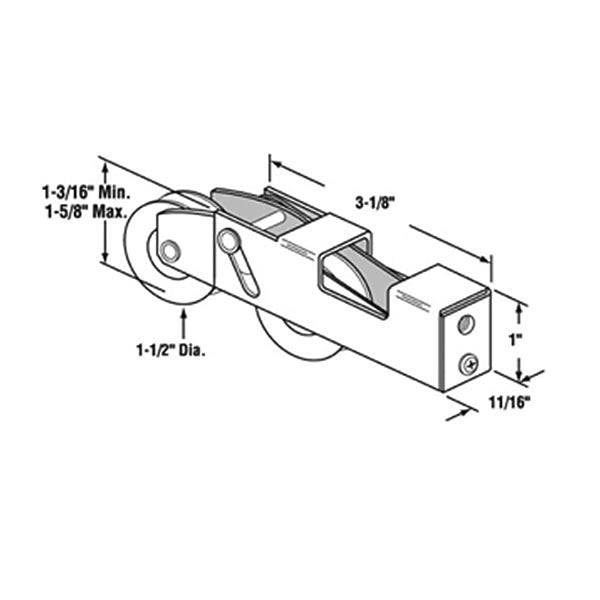 Tandem Sliding Door Roller - 1-1/2 Inch Steel - Concave | Patio Door Parts