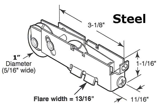 Tandem Sliding Door Roller - 1-inch Steel - Concave | Patio Door Parts