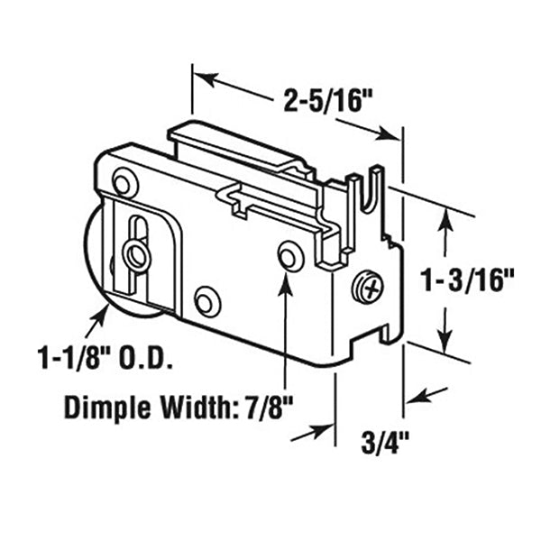 Sliding Door Roller - 1-1/8 Inch Steel - Concave | Patio Door Parts