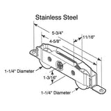 Tandem Sliding Door Roller - 1-1/4 Inch Stainless Steel - Concave | Patio Door Parts