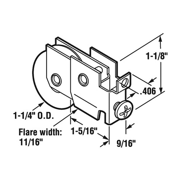 Sliding Door Roller - 1-1/4 Inch Steel - Concave | Patio Door Parts