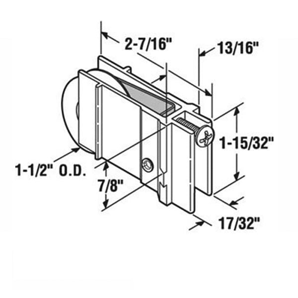 Sliding Door Roller - 1-1/2 Inch Steel - Concave | Patio Door Parts