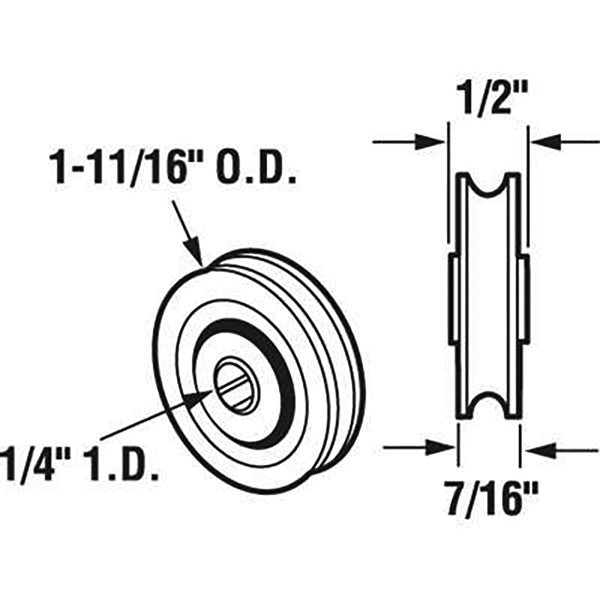 Sliding Door Wheel - 1-3/4 Inch Nylon - Concave | Patio Door Parts