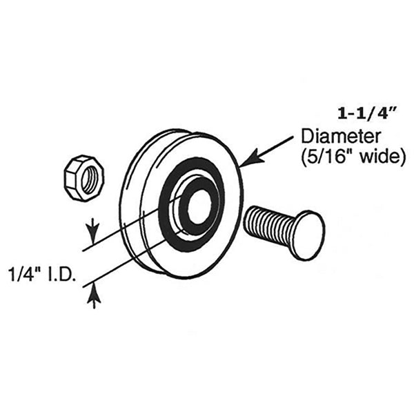 Sliding Door Wheel - 1-1/4 Inch Nylon - Concave | Patio Door Parts