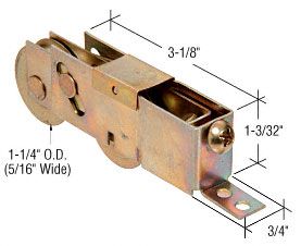 Tandem Sliding Door Roller - 1-1/4 Inch Steel - Concave | Patio Door Parts