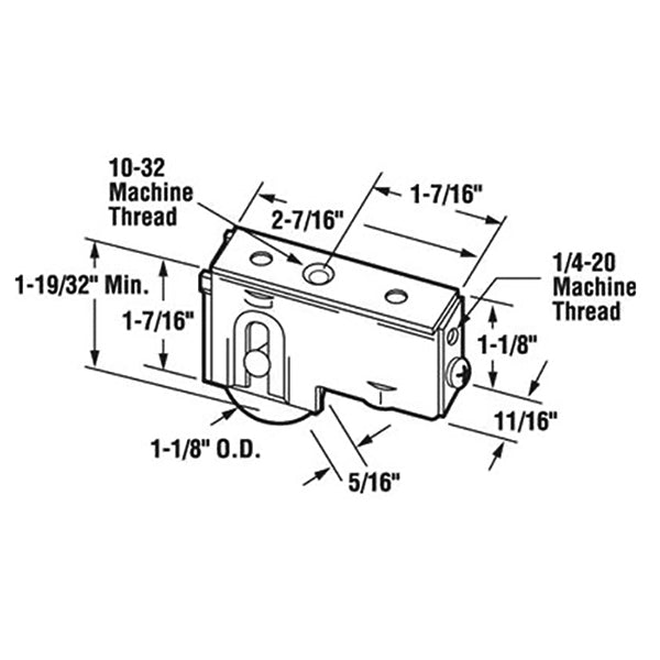 Sliding Door Roller - 1-1/8 Inch Steel - Concave | Patio Door Parts