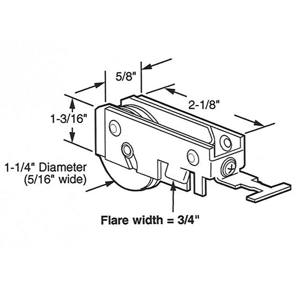 Sliding Door Roller - 1-1/4 Inch Nylon - Concave | Patio Door Parts