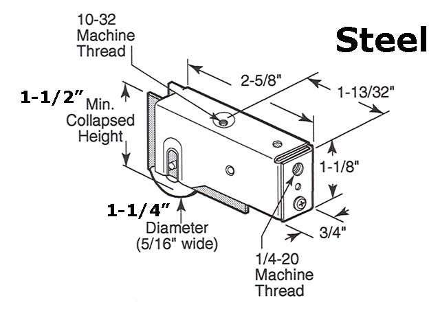 Sliding Door Roller - 1-1/4 Inch Steel - Concave | Patio Door Parts