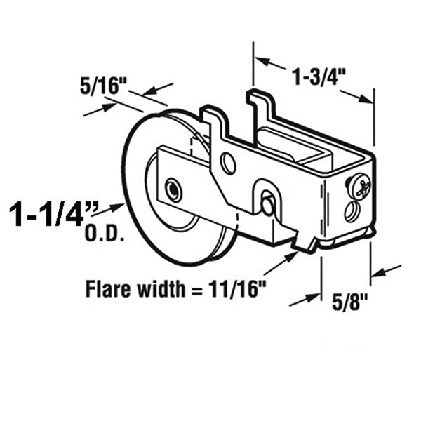 Sliding Door Roller - 1-1/4 Inch Steel - Concave | Patio Door Parts
