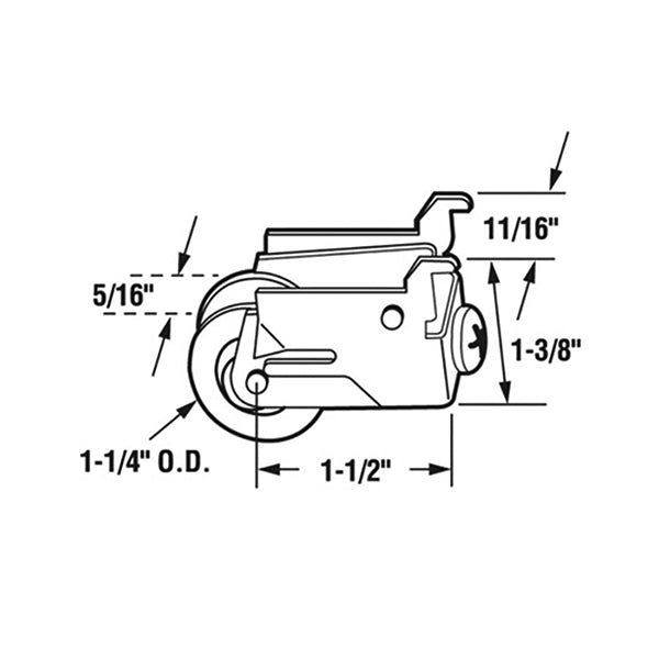 Sliding Door Roller - 1-1/4 Inch Steel - Concave | Patio Door Parts