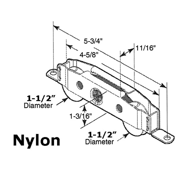 Tandem Sliding Door Roller - 1-1/2 Inch Nylon - Concave | Patio Door Parts