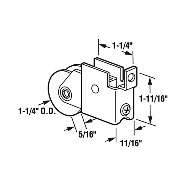 Sliding Door Roller - 1-1/4 Inch Steel - Concave | Patio Door Parts
