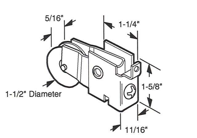 Sliding Door Roller - 1-1/2 Inch Steel - Concave | Patio Door Parts