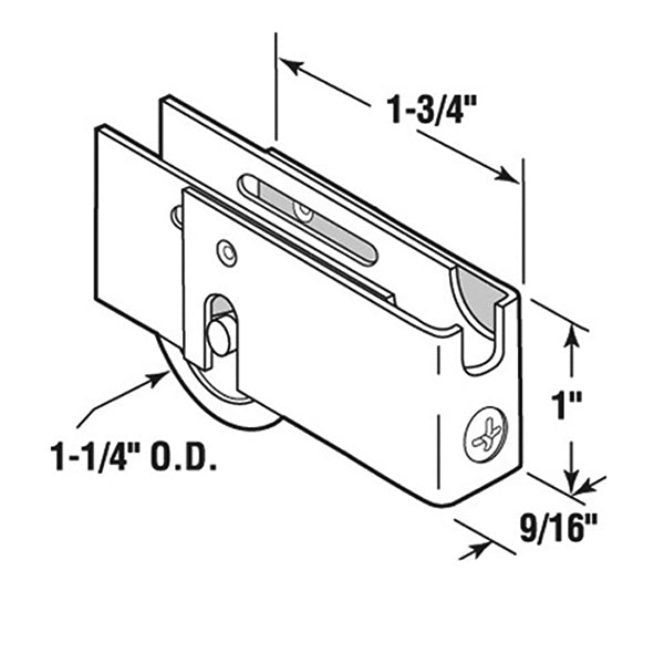 Sliding Door Roller - 1-1/4 Inch Steel - Concave | Patio Door Parts