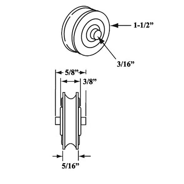 Sliding Door Roller - 1-1/2 Inch Steel - Concave | Patio Door Parts