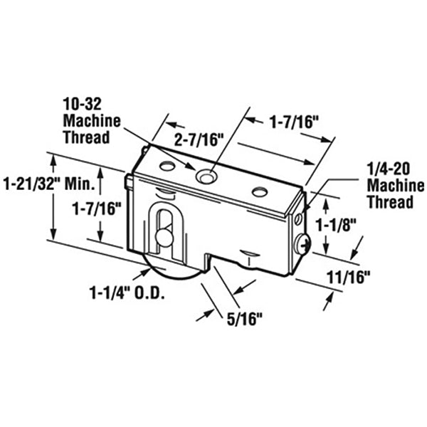 Sliding Door Roller - 1-1/4 Inch Steel - Concave | Patio Door Parts