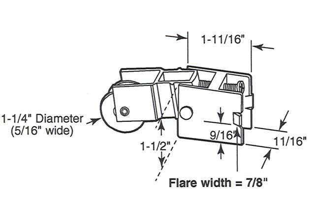 Sliding Door Roller - 1-1/4 Inch Steel - Concave | Patio Door Parts